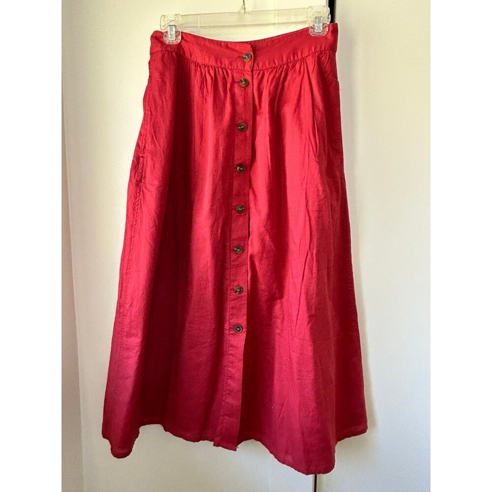 Madewell Women's Red Button Front Maxi Skirt